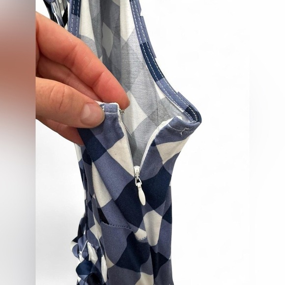 Tommy Hilfiger Gingham-Print Belted Navy Blue and White Sleeveless Dress, Size 4 - Picture 6 of 7